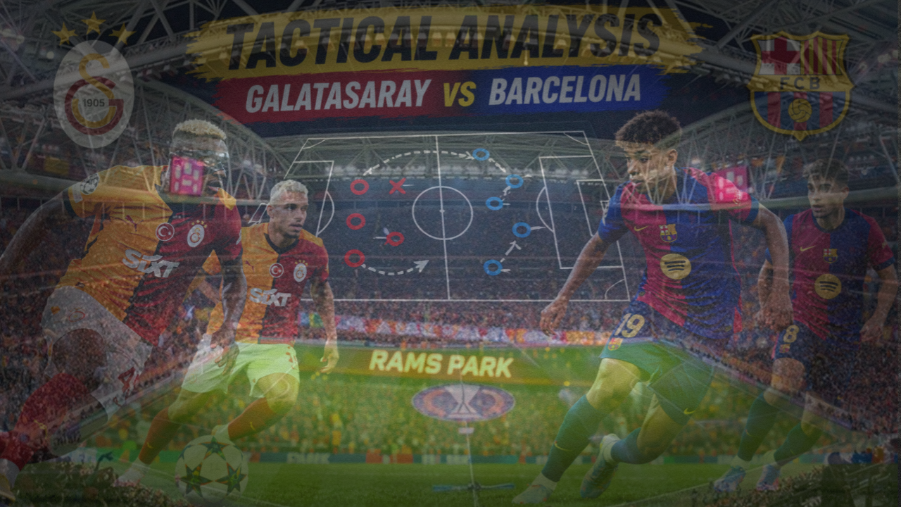 Galatasaray vs Barcelona tactical analysis showing football formations and attacking movements