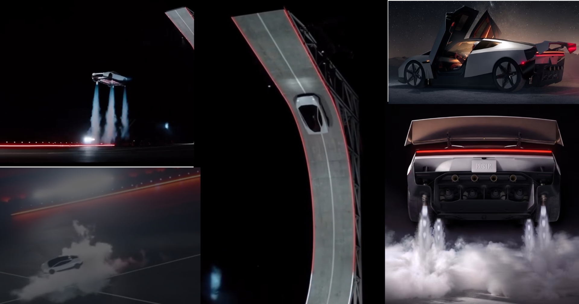 Tesla Roadster 2 performing stunts and using thruster technology