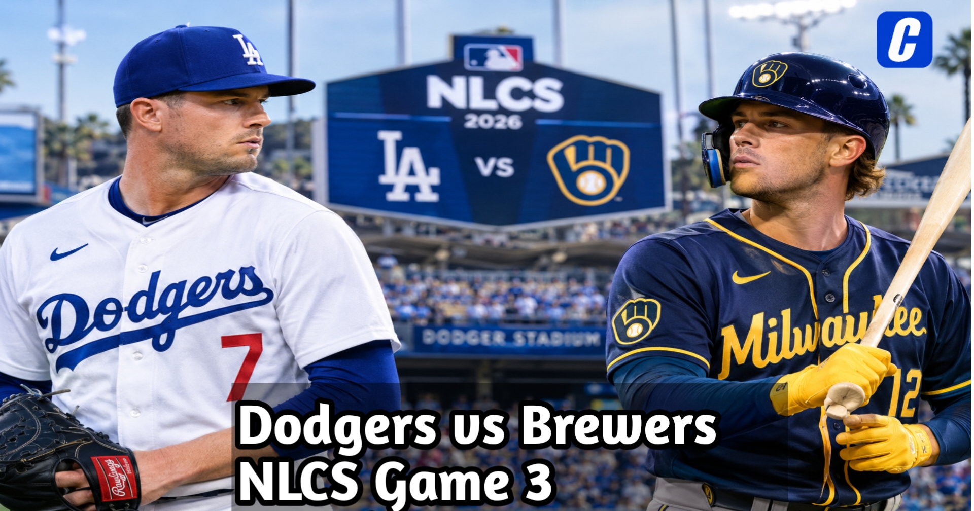 Dodgers vs Brewers NLCS Game 3 matchup at Dodger Stadium